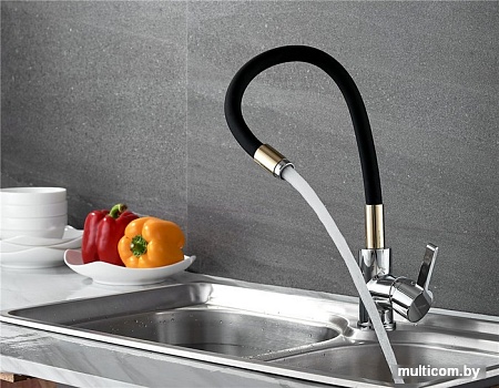 Смеситель Ledeme H98 L4898-10 (черный/хром/золотой)