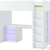 Кровать-чердак Ikea Стува/Фритидс 200x90 (3 ящика, 2 дверцы, бел/розовый) 692.676.76
