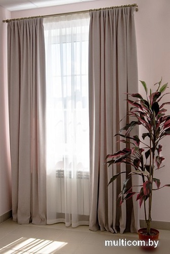 Комплект штор Decoretto Канвас базовый КСБ-K128 3.75x2.7 м (серый, 2 шт)