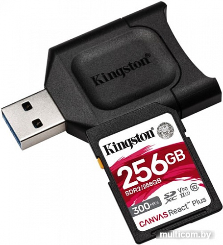 Карта памяти Kingston Canvas React Plus SDXC 256GB (с кардридером)