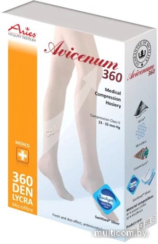 Чулки компрессионные Aries Avicenum 360 с кружевом и закрытым носком 9999 (M, long)