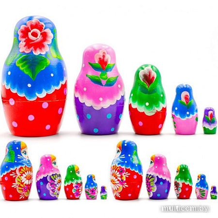 Развивающая игра Брестская Матрешка Разноцветная радужная (набор 5 шт)