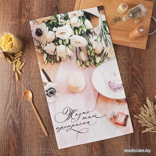 Полотенце Этель Пионы 4864340 (зеленый/розовый)