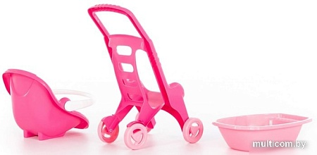 Коляска для кукол Полесье Pink Line 3х1 42842