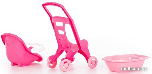 Коляска для кукол Полесье Pink Line 3х1 42842