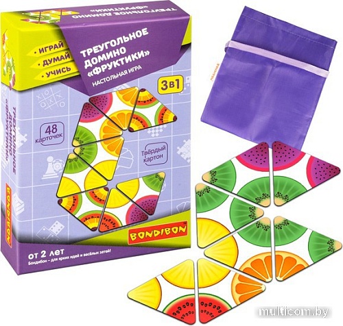 Развивающая игра Bondibon Домино Треугольное. Фруктики ВВ5116