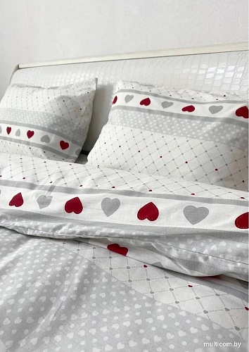 Swed House КПБ флан Евро (белый/серый/красный)