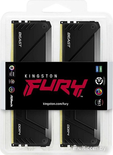 Оперативная память Kingston FURY Beast RGB 4x32ГБ DDR4 3600 МГц KF436C18BB2AK4/128