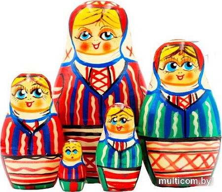 Развивающая игра Брестская Матрешка В белорусском традиционном платье с орнаментом (набор 5 шт)
