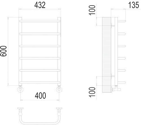Полотенцесушитель TERMINUS Стандарт П6 400x600 нп