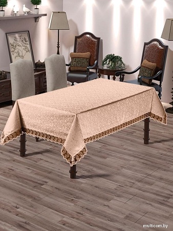 Скатерть DO&CO c гипюром 160x220 8082 (персиковый)