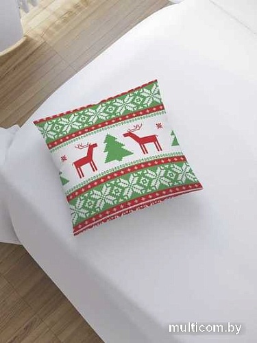Чехол на подушку JoyArty Узор с оленями и елкой sl_19394
