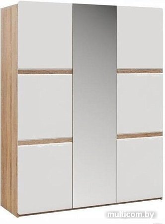 Шкаф распашной Империал Дакота 3-х дверный (дуб сонома/белый глянец)
