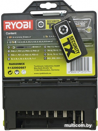 Набор бит Ryobi RAK69MiX (69 предметов)