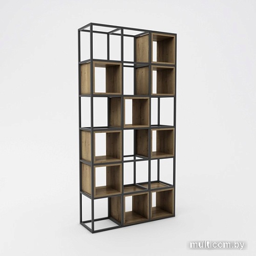 Стеллаж Hype Mebel Грос 105x210 (черный/дуб галифакс олово)