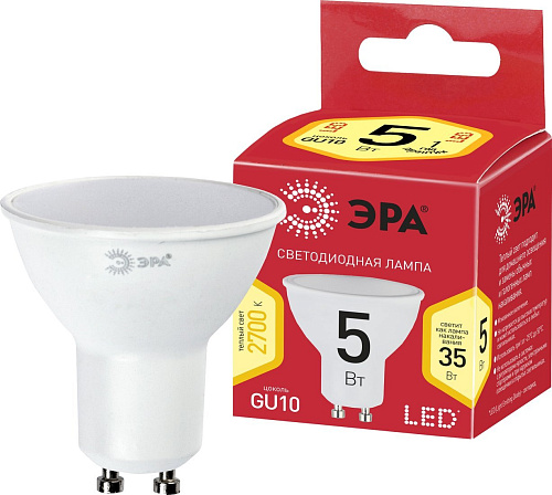Светодиодная лампочка ЭРА RED LINE LED MR16-5W-827-GU10 R
