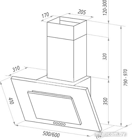 Кухонная вытяжка Ciarko Runo 50 (черный)