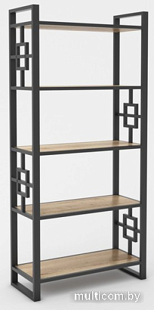 Стеллаж Hype Mebel Квадро 50x200 (черный/древесина белая)