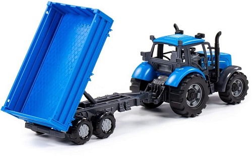 Трактор Полесье Прогресс с бортовым прицепом инерционный 91253