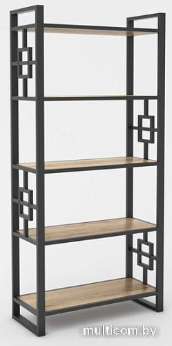 Стеллаж Hype Mebel Квадро 50x200 (черный/древесина белая)