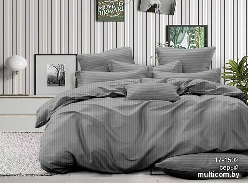 Постельное белье Pandora №1x1 17-1502 Серый Семейный (микрофибра-страйп)