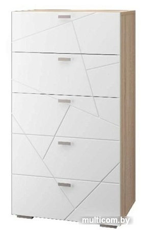 Комод MLK Скайлайн 5 ящиков (дуб сонома светлый-белый шагрень)