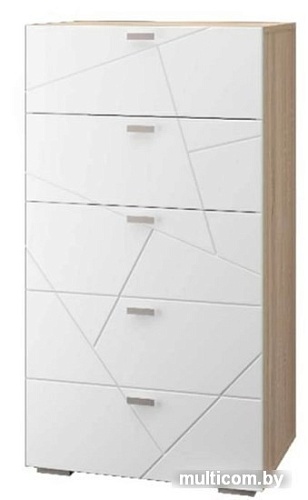 Комод MLK Скайлайн 5 ящиков (дуб сонома светлый-белый шагрень)