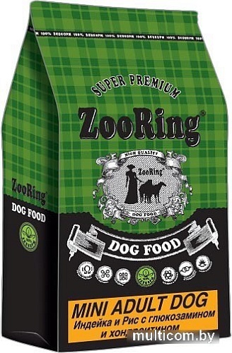 Сухой корм для собак ZooRing Mini Adult Dog (для взрослых мелких и средних пород с индейкой, рисом, глюкозамином и хондроитином) 10 кг