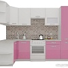 Угловая кухня ВерсоМебель ЭкоЛайт-6 1.3x2.8 левая (белый/розовый)