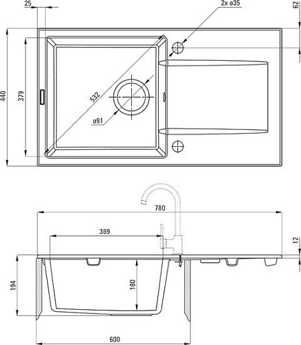 Кухонная мойка Deante Piva ZQI 7113 (песочный)
