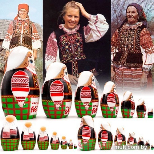 Развивающая игрушка Брестская Матрешка Народные костюмы Беларуси. Калинковичский строй (набор 7 шт)