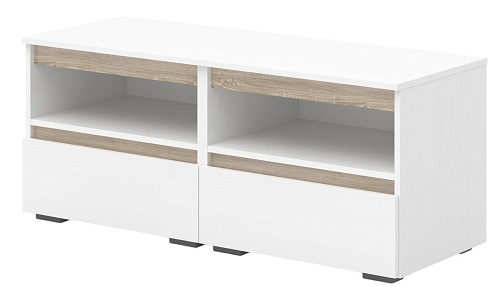 Тумба Кортекс-мебель Бари ТВ 120 2ш-2 (белый/белый/дуб сонома)