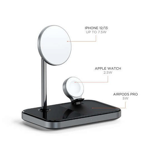 Беспроводное зарядное Satechi 3-in-1 Magnetic Wireless Charging Stand