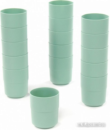 Набор стаканов для воды и напитков Полесье №3 74017 (16 шт, бледно-оливковый)