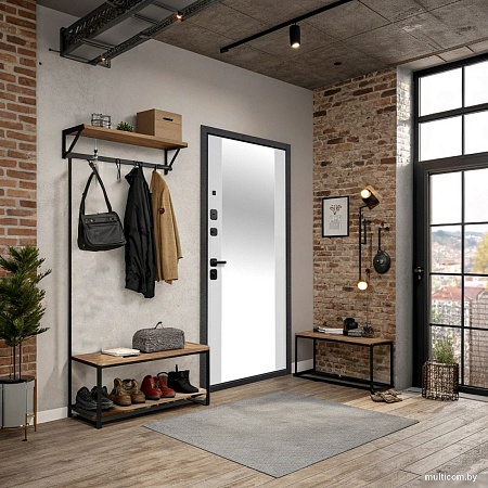 Металлическая дверь Guard Зеркало серебристый/белый матовый (86x205, левая)