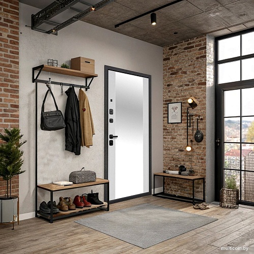 Металлическая дверь Guard Зеркало серебристый/белый матовый (86x205, левая)