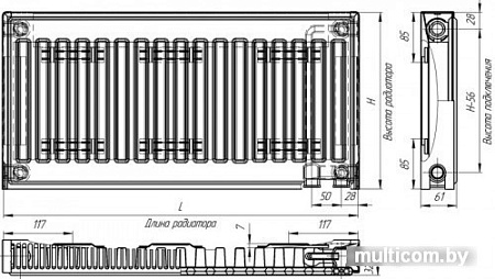 Стальной панельный радиатор Лидея ЛК 11-304 300x400