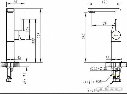Смеситель Bravat Arc F16061C-A2-ENG (хром)