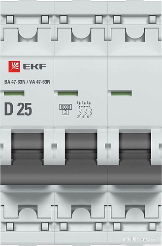 EKF PROxima 3P 25А (D) 6кА ВА 47-63N M636325D