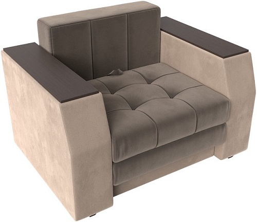 Кресло-кровать Лига диванов Атлантида 113850 (велюр, коричневый/бежевый)