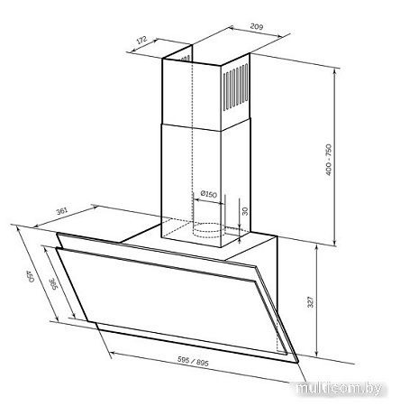 Кухонная вытяжка LEX Furia 900 (слоновая кость)