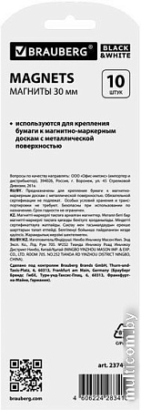 Набор магнитов BRAUBERG Black&White 237467 (10шт)