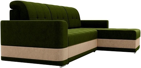 Угловой диван Mebelico Честер 61114 (правый, вельвет, зеленый/бежевый)