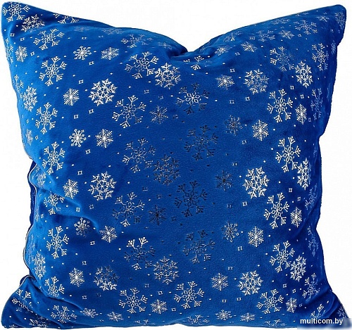 Декоративная подушка Домашняя Мода Новогодний принт (35х35, синий)