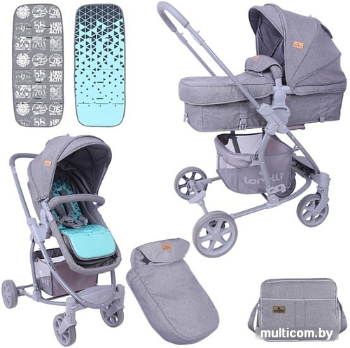 Универсальная коляска Lorelli Aster (2 в 1, серый/бирюзовый)
