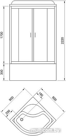 Душевая кабина Royal Bath RB90CK5-BT-CH 90x90