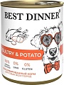 Консервированный корм для собак Best Dinner Для щенков и взрослых собак Птица с картофелем (850 г)