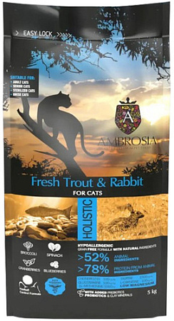 Сухой корм для кошек Ambrosia Grain Free (для стерилизованных, свежая форель и кролик) 1.5 кг
