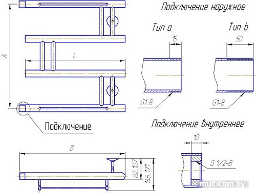 Полотенцесушитель Gloss & Reiter Модерн М3 50х60