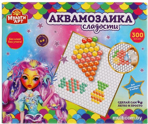 Набор для создания поделок/игрушек MultiArt Аквамозаика Сладости ABMA300-7